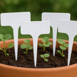 T Shaped Plastic Plant Labels Waterproof Garden Markers Nursery Seed Tags Reusable Stake For Flower Pot Seedling White