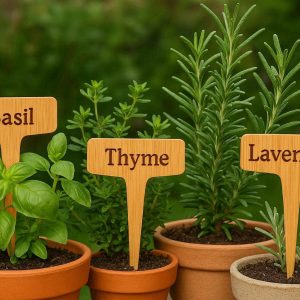 Natural Bamboo Plant Labels Eco Friendly Wooden Garden Markers T Shaped Seed Tags Stake For Potted Herbs Flower