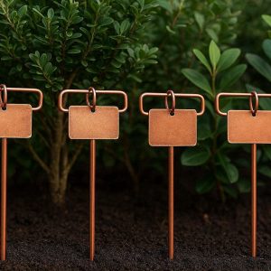 Copper Metal Plant Labels Heavy Duty Garden Markers Weatherproof T Shaped Hanging Tags Stake For Nursery Shrubs Tree