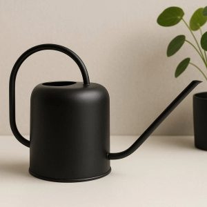 Luxury Matte Black Watering Can Stainless Steel Long Spout Indoor Water Sprinkler Minimalist Plant Holder Boutique Decor
