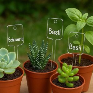 Cute Acrylic Plant Labels Clear Hanging Garden Markers Transparent Seed Tags Miniature Pot Stake For Succulent Herbs